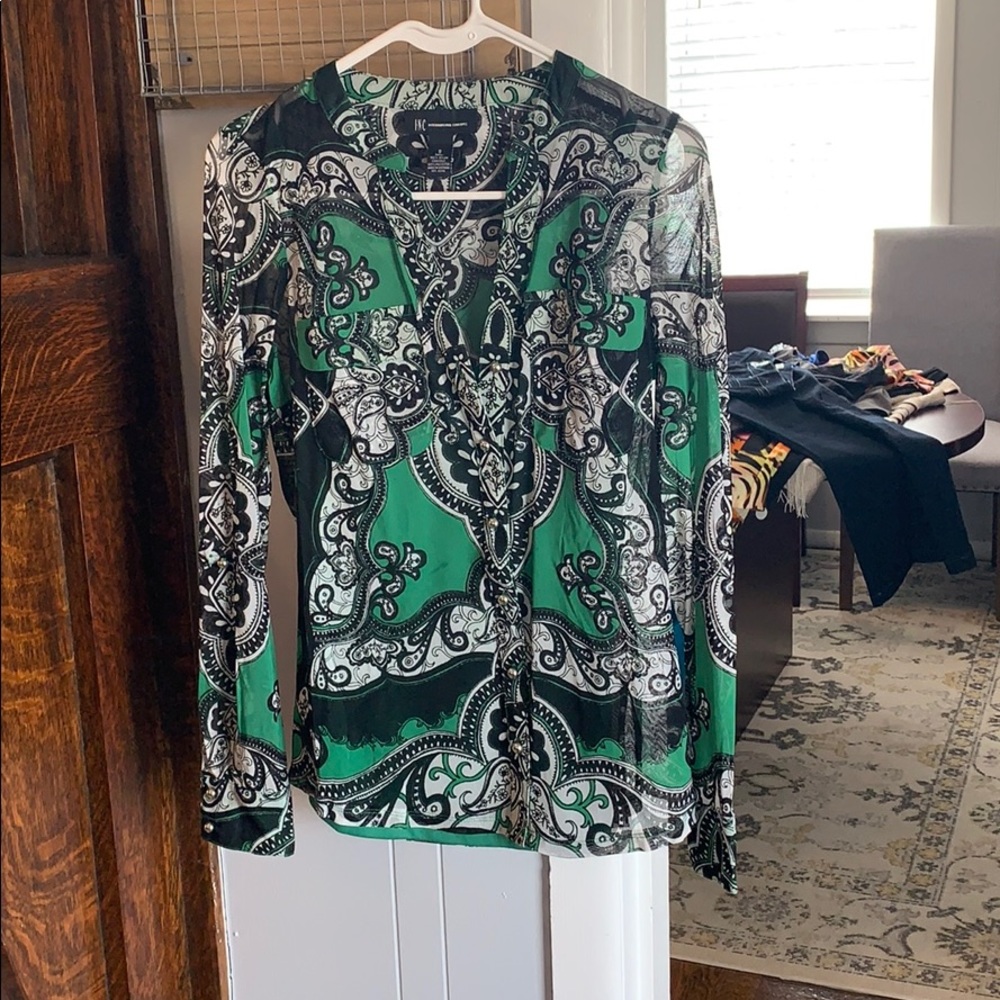 Green Paisley Print blouse from INC